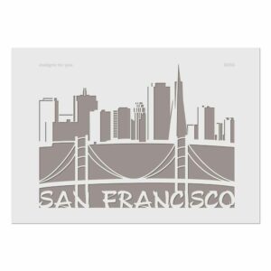 Die Schablone Skyline San Francisco hat einen farbigen Hintergrund, damit man das Motiv besser erkennt.